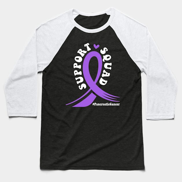 Pancreatic Cancer Ribbon Support Squad Baseball T-Shirt by TShirtHook